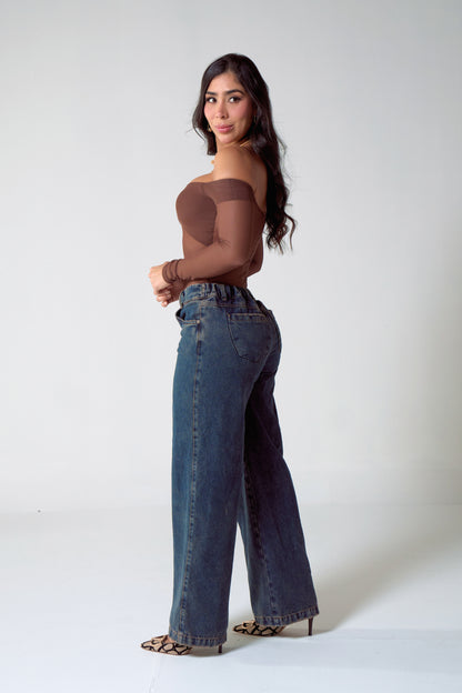 Jean wide leg efecto envejecido - REF: 10369