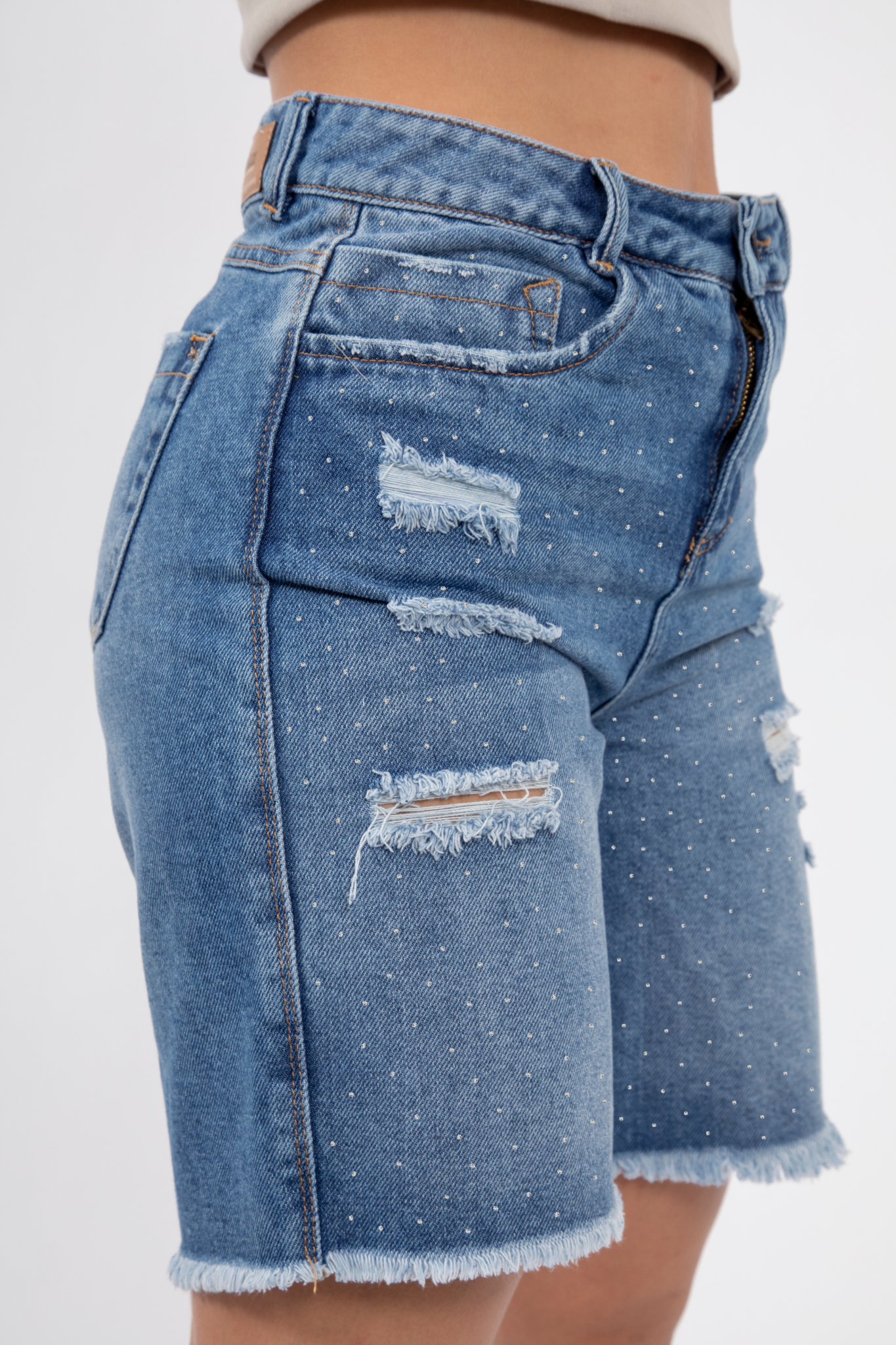 Bermuda Denim con Piedras