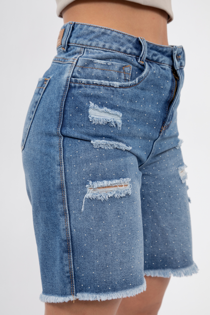 Bermuda Denim con Piedras