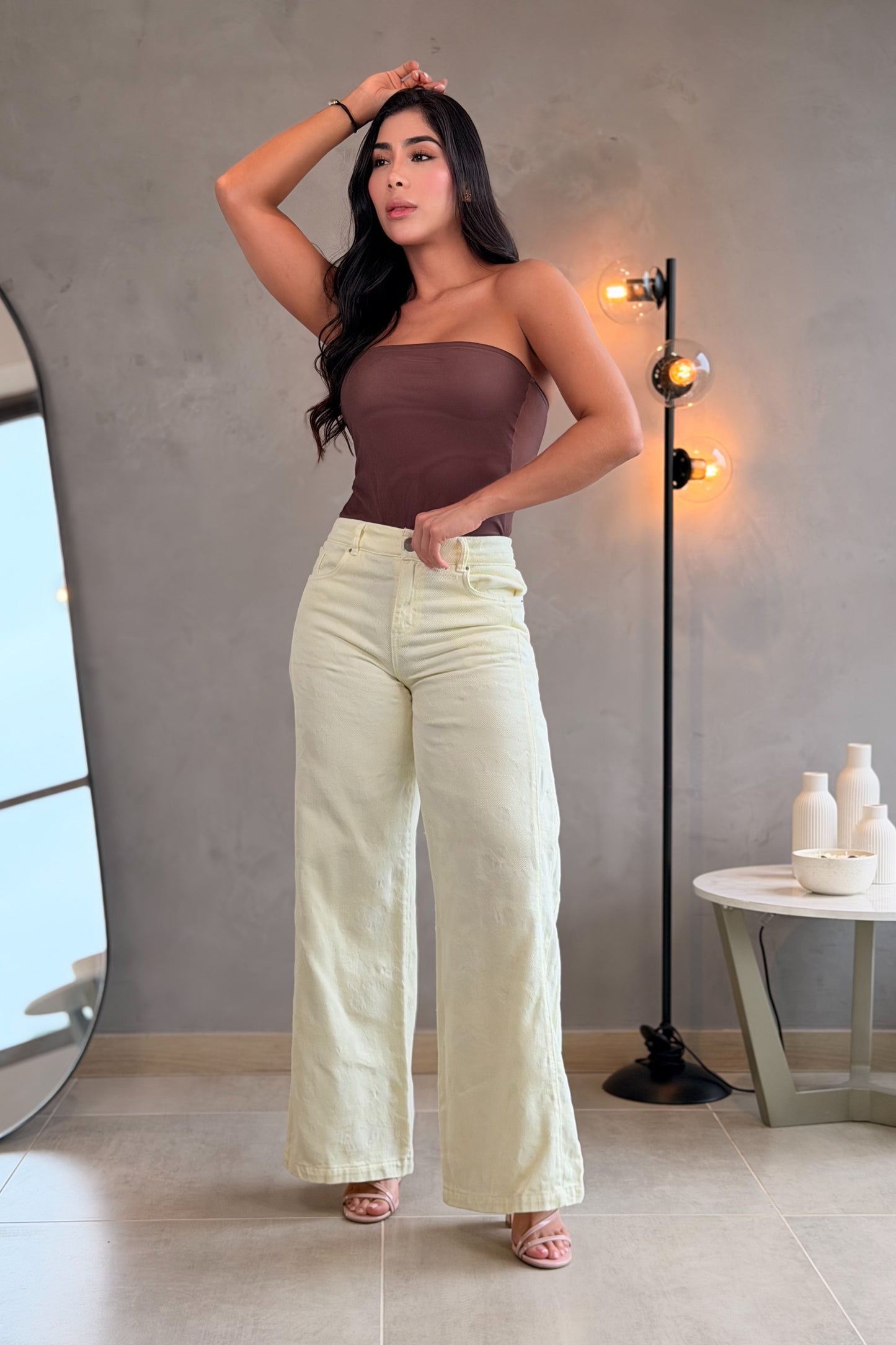 Jean wide leg con textura -  REF: 10381
