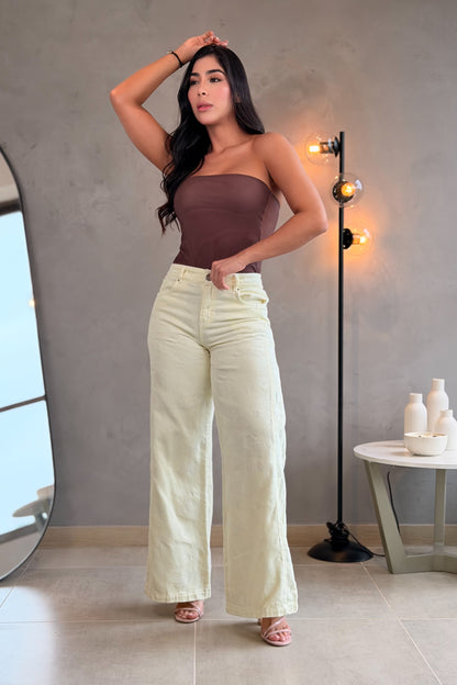 Jean wide leg con textura -  REF: 10381