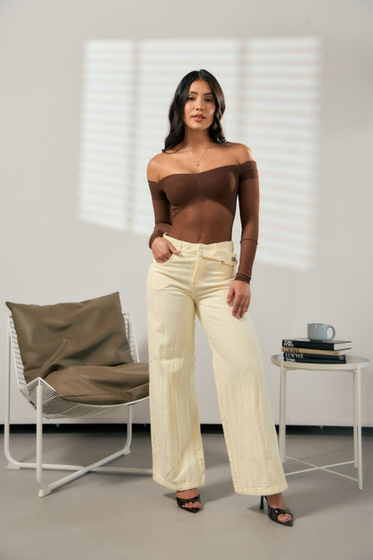 Pantalón wide leg rayas en relieve - REF: 10464