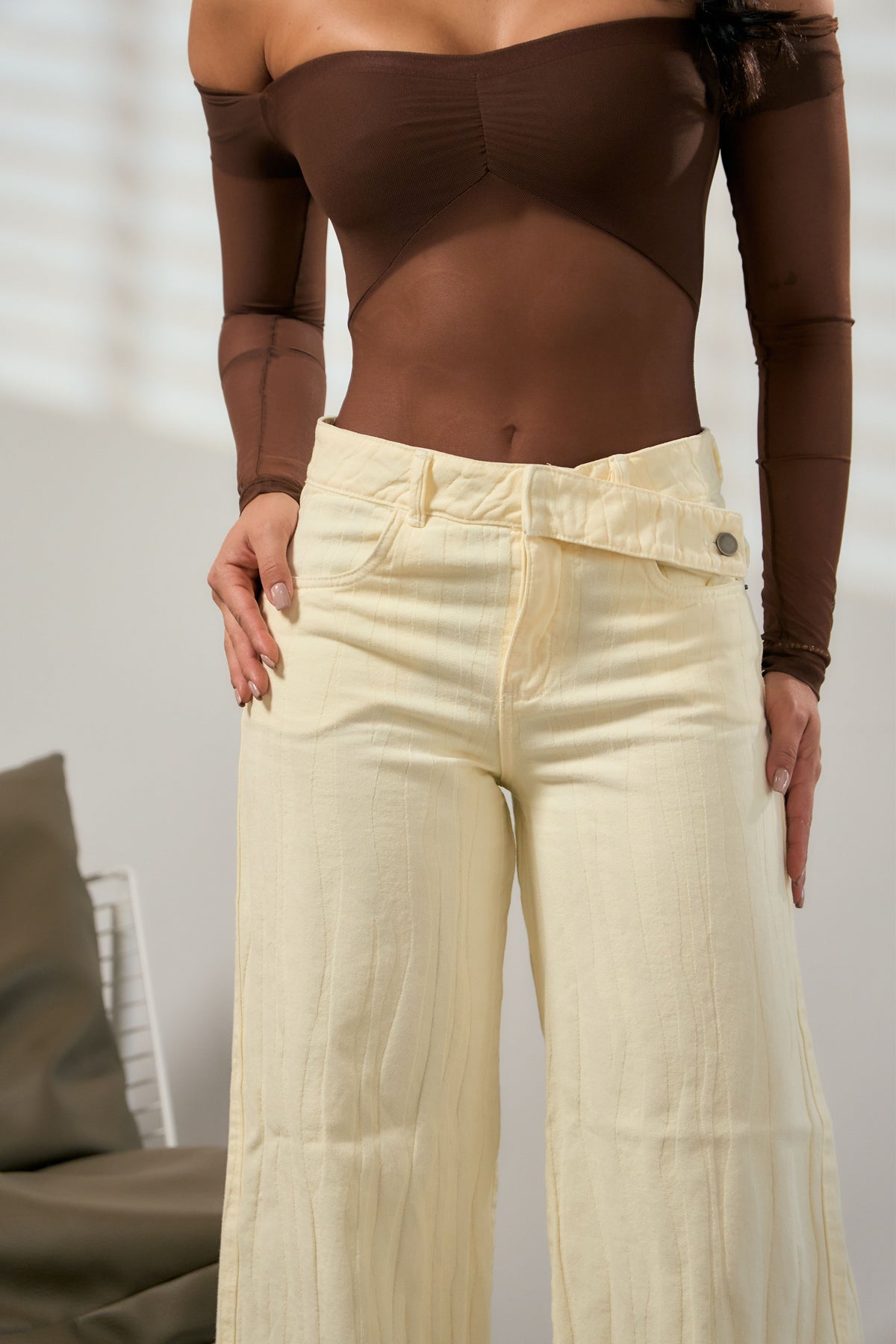 Pantalón wide leg rayas en relieve - REF: 10464