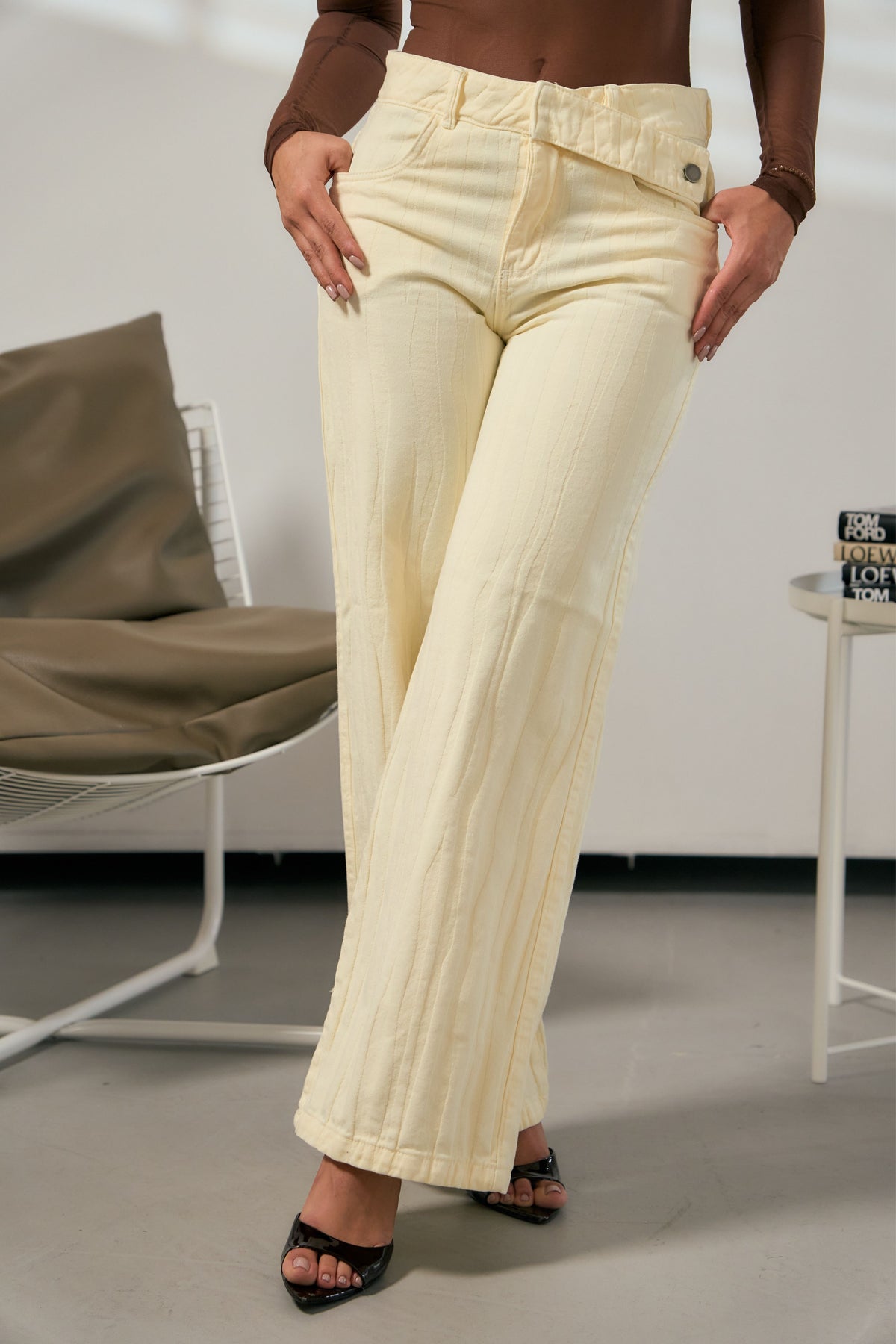 Pantalón wide leg rayas en relieve - REF: 10464