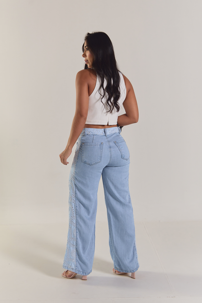 Pantalón con laterales  bordados - REF: 10343