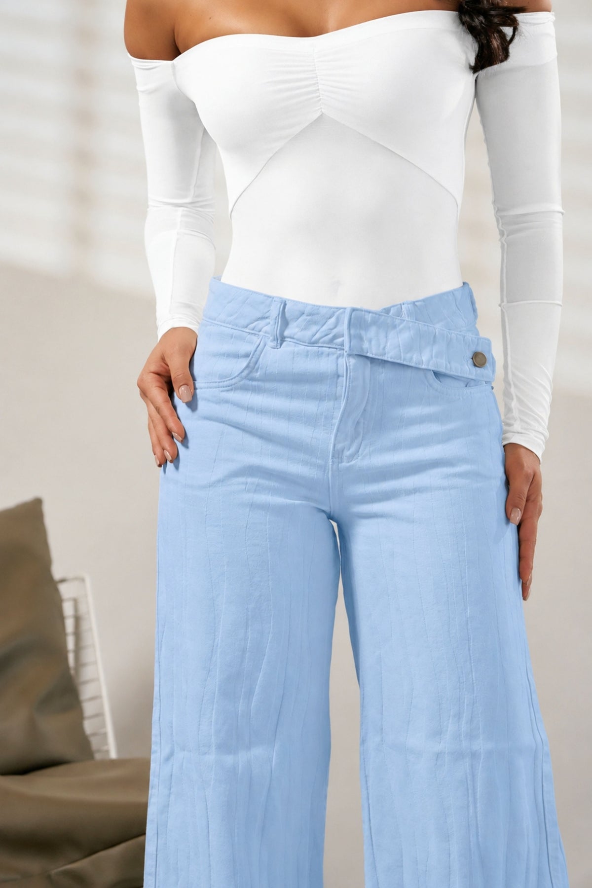 Pantalón wide leg rayas en relieve - REF: 10464