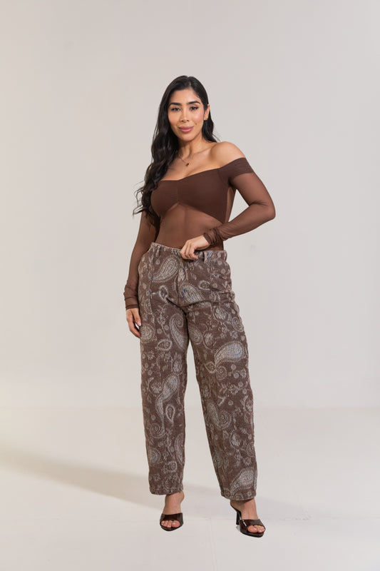 Jean con estampado ornamental en relieve - REF: 10488
