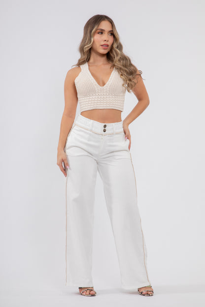 Pantalón wide leg en lino - REF: 10178