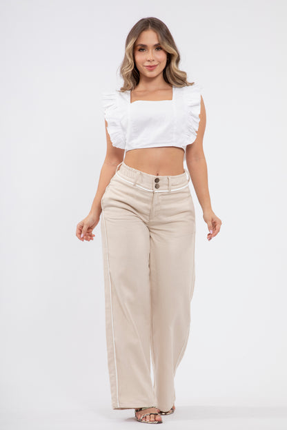 Pantalón wide leg en lino - REF: 10178