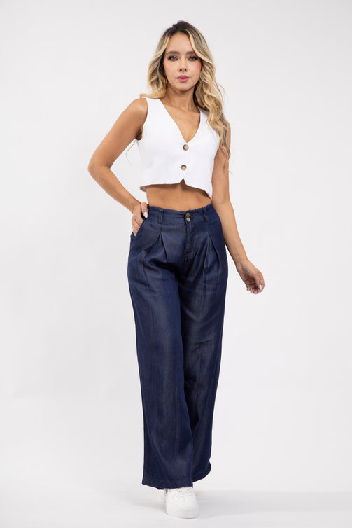 Pantalón Wide Leg en Denim