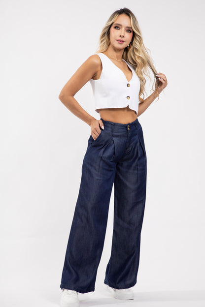 Pantalón Wide Leg en Denim