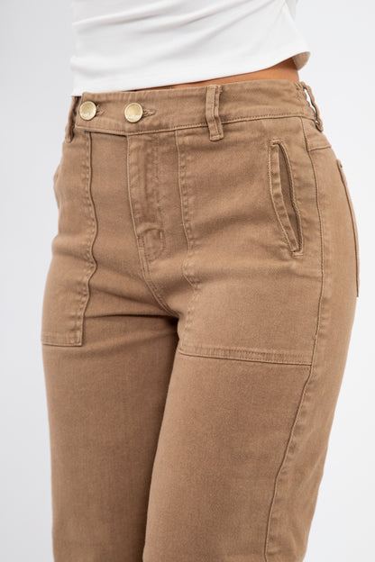 Pantalón recto con detalle en pretina - REF: 10181