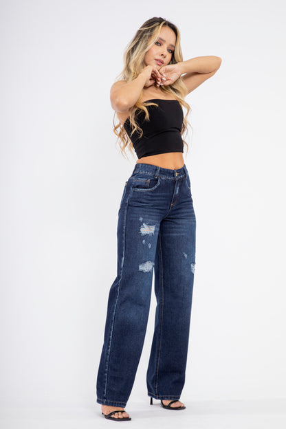 Jean wide leg con rotos - REF: 10161