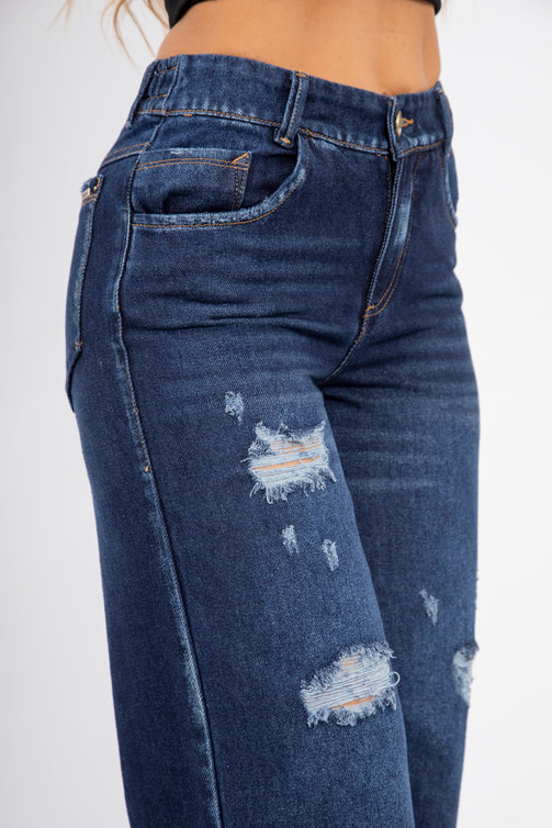 Jean wide leg con rotos - REF: 10161