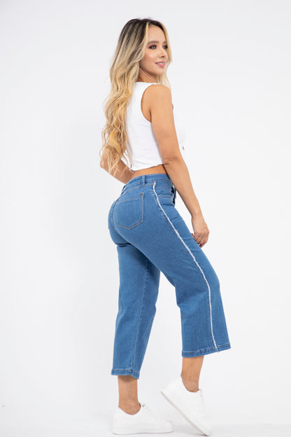 Jean Culotte con Costuras Deshiladas