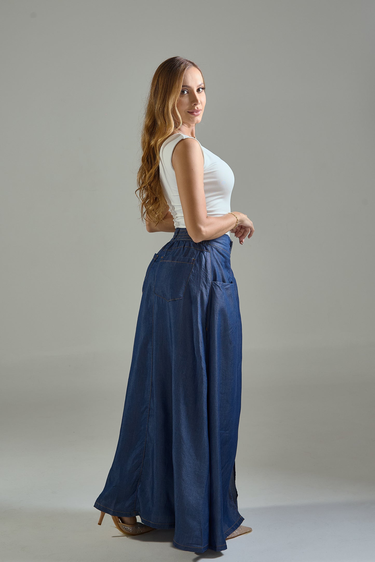 Falda larga en denim - REF: 10249