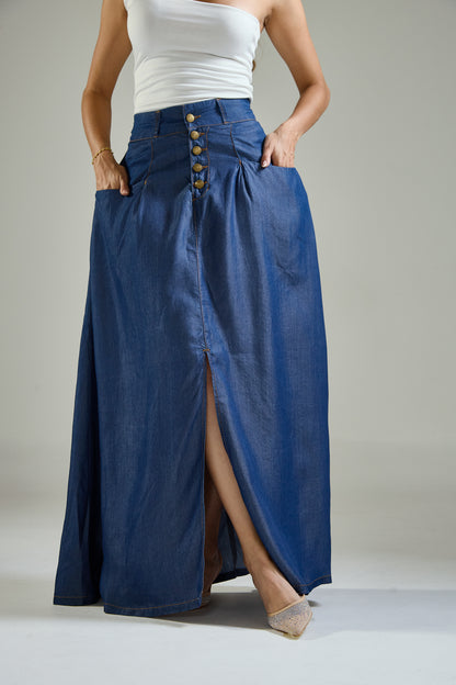Falda larga en denim - REF: 10249